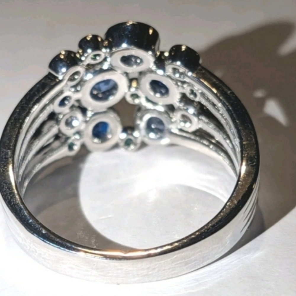High Quality White Gold Silver Plated Cocktail Multi Gemstone Ring  Size 9 - Picture 7 of 16
